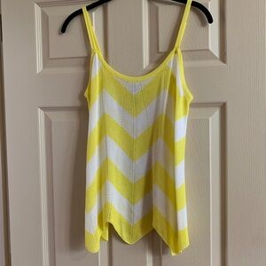 Cache Yellow/White Knit Top sz M
